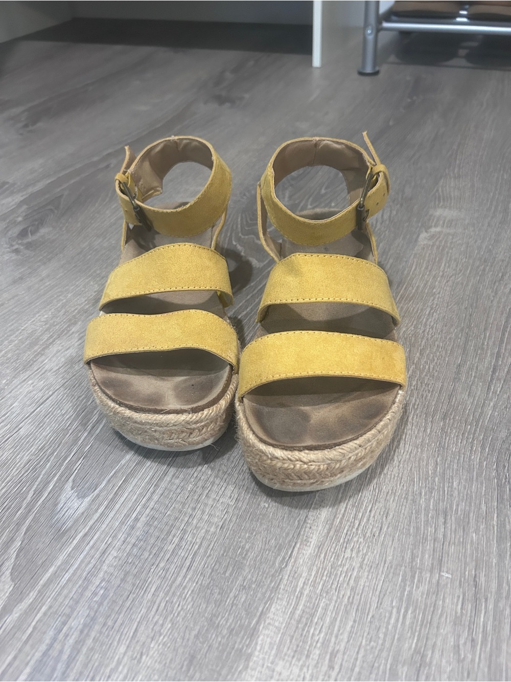 Yellow Suede Espadrille Platform Sandals
